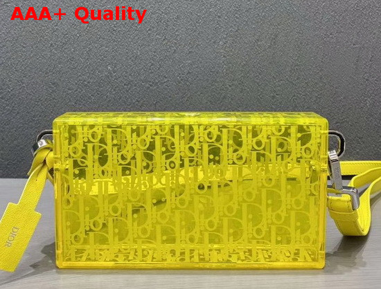 Dior Plexiglass Pouch Yellow Acrylic with Dior Oblique Motif Replica