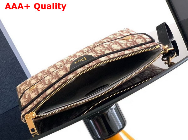 Dior Pocket Dior Jett A5 Triangle Pouch in Brown Dior Oblique Jacquard Replica