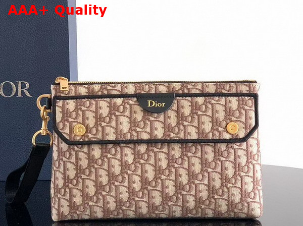 Dior Pocket Dior Jett A5 Triangle Pouch in Brown Dior Oblique Jacquard Replica