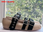 Dior Punk Ballet Flat Beige and Black Supple Calfskin Replica