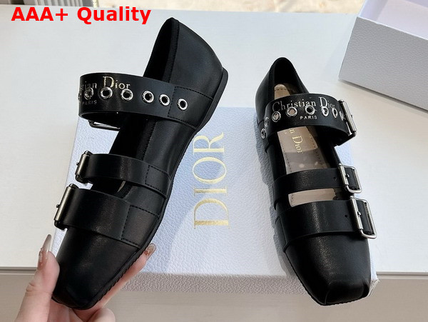 Dior Punk Ballet Flat Black Supple Calfskin Replica