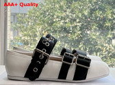 Dior Punk Ballet Flat White and Black Supple Calfskin Replica