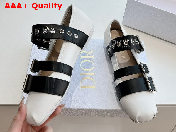 Dior Punk Ballet Flat White and Black Supple Calfskin Replica