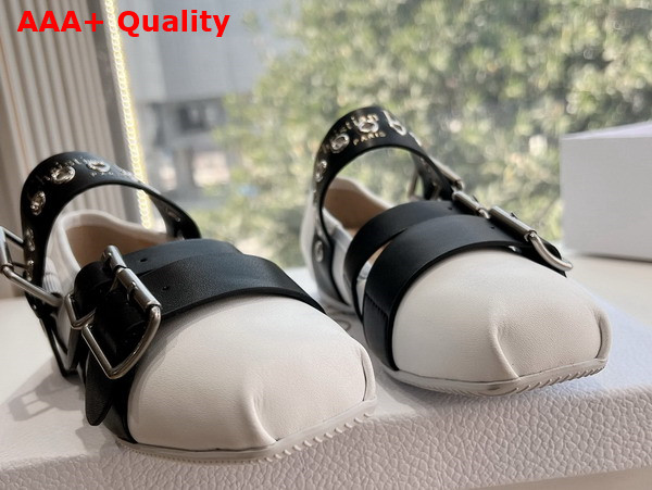 Dior Punk Ballet Flat White and Black Supple Calfskin Replica