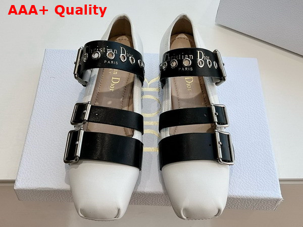 Dior Punk Ballet Flat White and Black Supple Calfskin Replica
