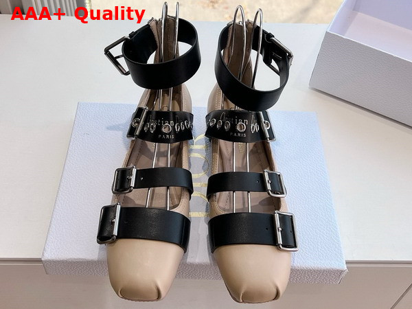 Dior Punk Ballet Flat in Beige and Black Supple Calfskin Replica