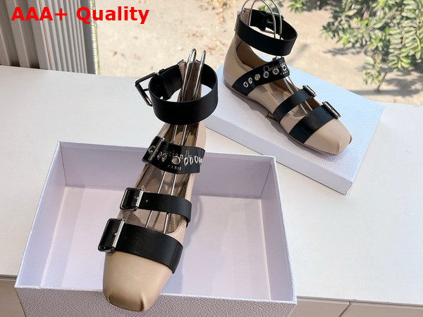 Dior Punk Ballet Flat in Beige and Black Supple Calfskin Replica