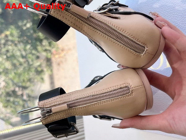 Dior Punk Ballet Flat in Beige and Black Supple Calfskin Replica