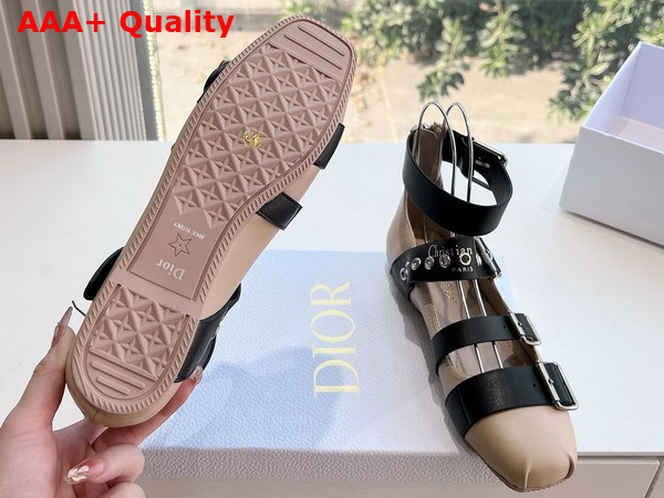 Dior Punk Ballet Flat in Beige and Black Supple Calfskin Replica