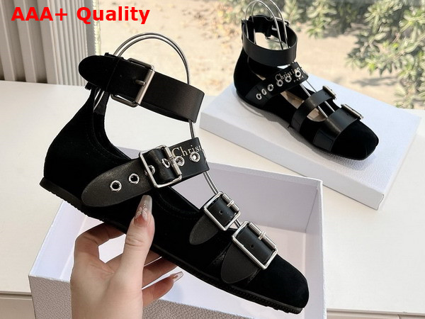 Dior Punk Ballet Flat in Black Suede Calfskin Replica