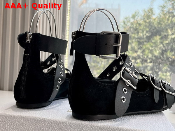 Dior Punk Ballet Flat in Black Suede Calfskin Replica
