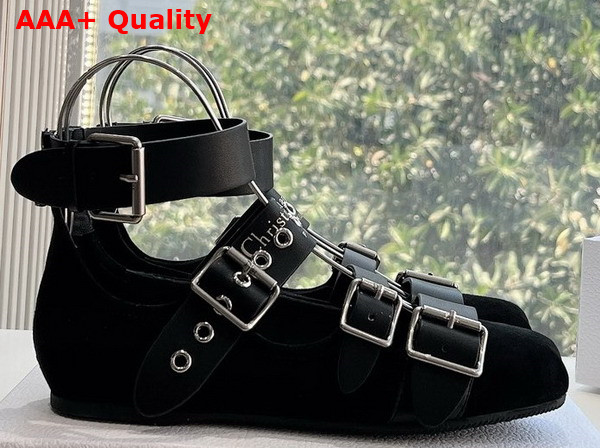 Dior Punk Ballet Flat in Black Suede Calfskin Replica