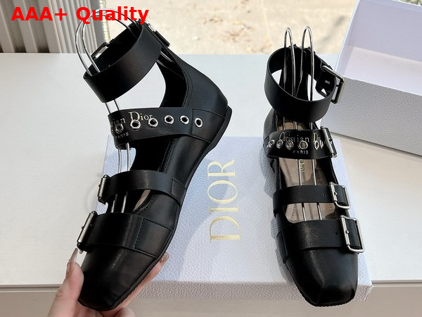 Dior Punk Ballet Flat in Black Supple Calfskin Replica