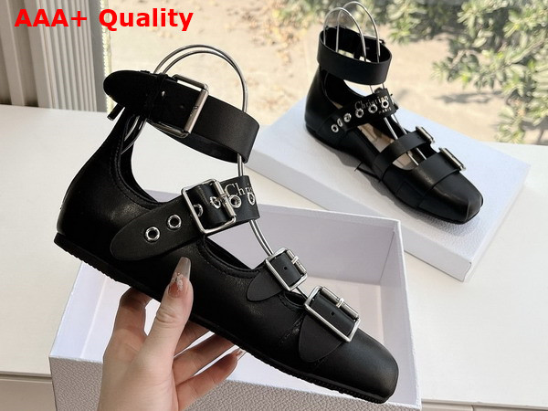 Dior Punk Ballet Flat in Black Supple Calfskin Replica