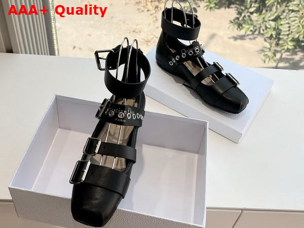 Dior Punk Ballet Flat in Black Supple Calfskin Replica