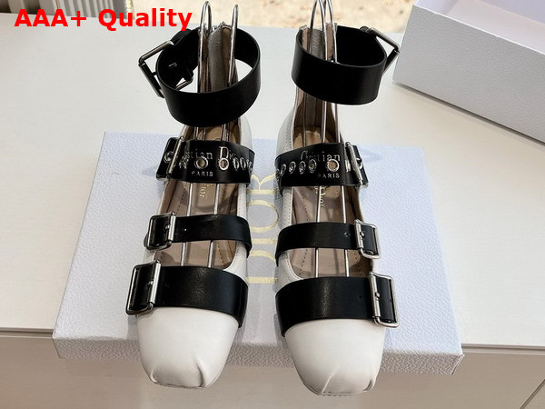 Dior Punk Ballet Flat in White and Black Supple Calfskin Replica