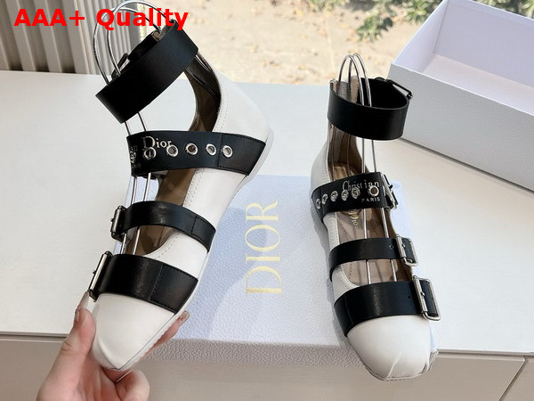 Dior Punk Ballet Flat in White and Black Supple Calfskin Replica