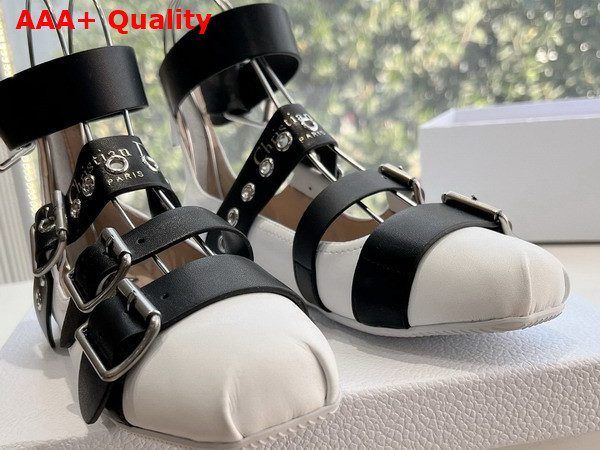 Dior Punk Ballet Flat in White and Black Supple Calfskin Replica