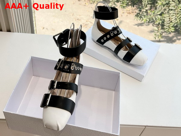 Dior Punk Ballet Flat in White and Black Supple Calfskin Replica