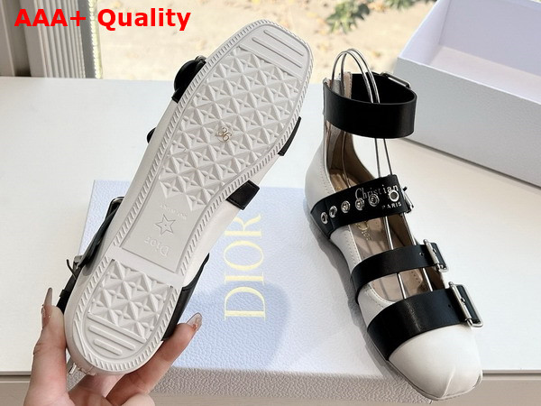Dior Punk Ballet Flat in White and Black Supple Calfskin Replica