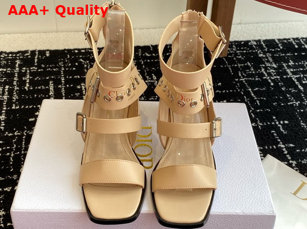 Dior Punk Heeled Sandal in Beige Supple Calfskin Replica