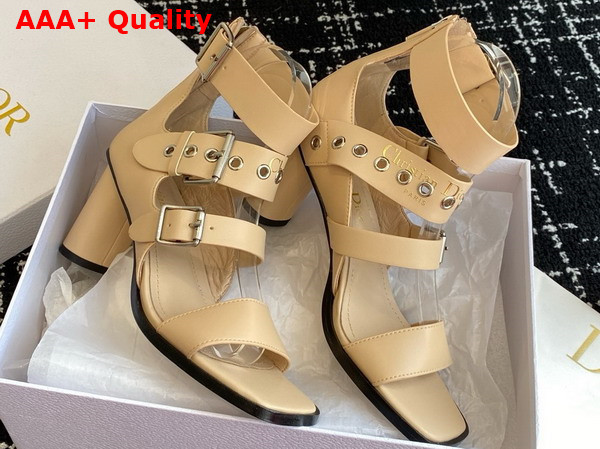 Dior Punk Heeled Sandal in Beige Supple Calfskin Replica
