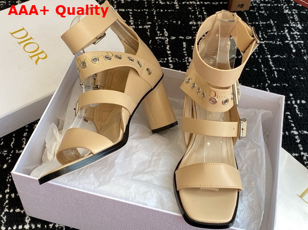 Dior Punk Heeled Sandal in Beige Supple Calfskin Replica