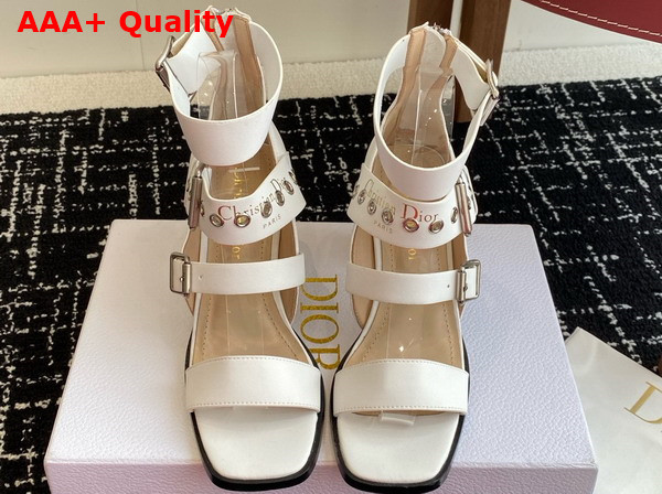 Dior Punk Heeled Sandal in Latte Supple Calfskin Replica