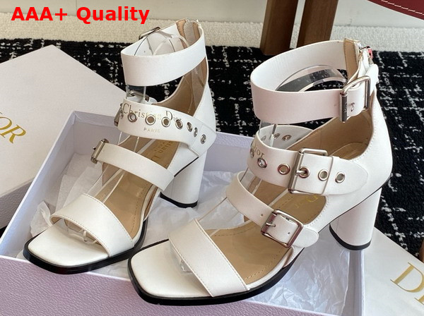 Dior Punk Heeled Sandal in Latte Supple Calfskin Replica