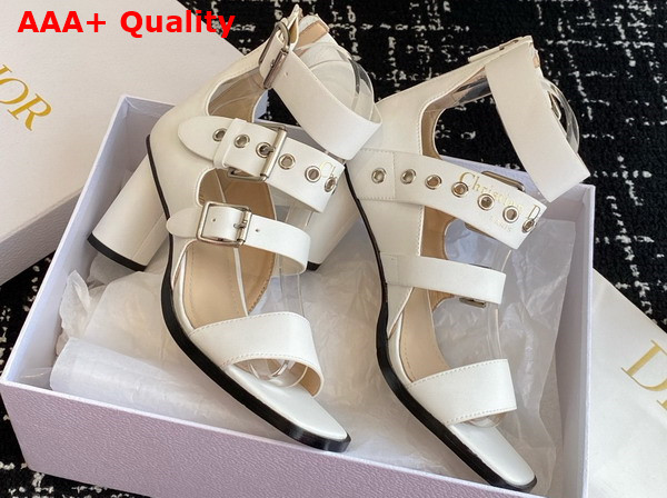 Dior Punk Heeled Sandal in Latte Supple Calfskin Replica