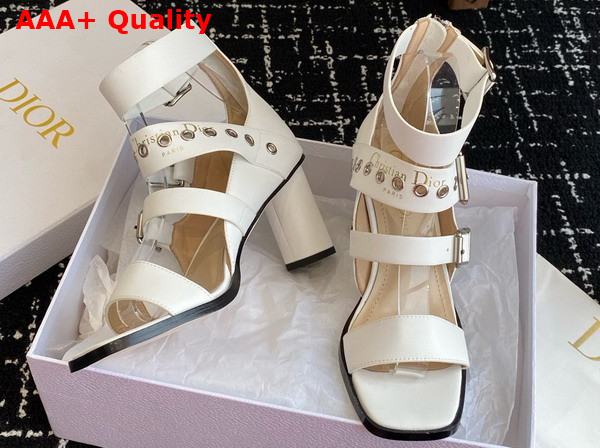 Dior Punk Heeled Sandal in Latte Supple Calfskin Replica
