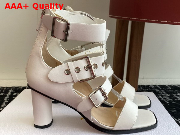 Dior Punk Heeled Sandal in Latte Supple Calfskin Replica