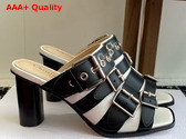 Dior Punk Heeled Slide in Black and White Calfskin Replica
