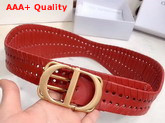 Dior Red 30 Montaigne Calfskin Belt with Threaded Edges Replica