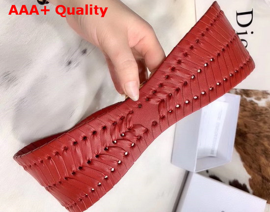 Dior Red 30 Montaigne Calfskin Belt with Threaded Edges Replica