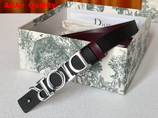 Dior Reversible D Dream Belt Black Grained Calfskin and Burgundy Smooth Calfskin 20mm Replica