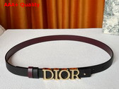 Dior Reversible D Dream Belt Black Grained Calfskin and Burgundy Smooth Calfskin 20mm Replica