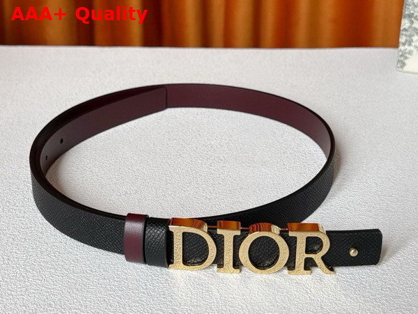 Dior Reversible D Dream Belt Black Grained Calfskin and Burgundy Smooth Calfskin 20mm Replica