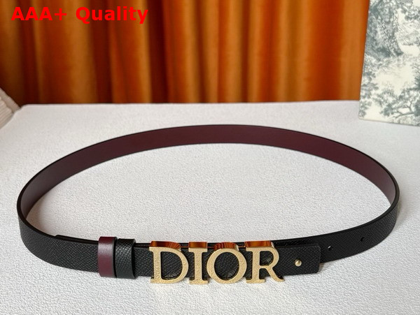 Dior Reversible D Dream Belt Black Grained Calfskin and Burgundy Smooth Calfskin 20mm Replica