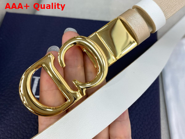 Dior Reversible Saddle Belt Light Gold and White Smooth Calfskin 20mm Replica