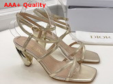 Dior Rhodes Heeled Sandal Gold Tone Laminated Lambskin Replica