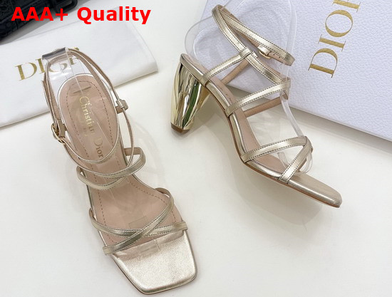 Dior Rhodes Heeled Sandal Gold Tone Laminated Lambskin Replica