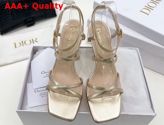Dior Rhodes Heeled Sandal Gold Tone Laminated Lambskin Replica