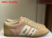 Dior Ribbon Sneaker in Pink and Beige Suede Calfskin Replica