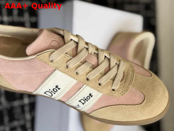 Dior Ribbon Sneaker in Pink and Beige Suede Calfskin Replica