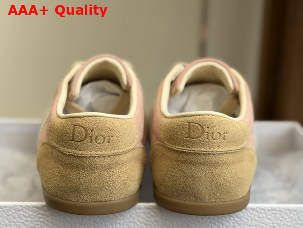 Dior Ribbon Sneaker in Pink and Beige Suede Calfskin Replica