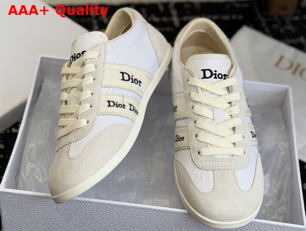 Dior Ribbon Sneaker in White Suede Calfskin and Technical Fabric Replica