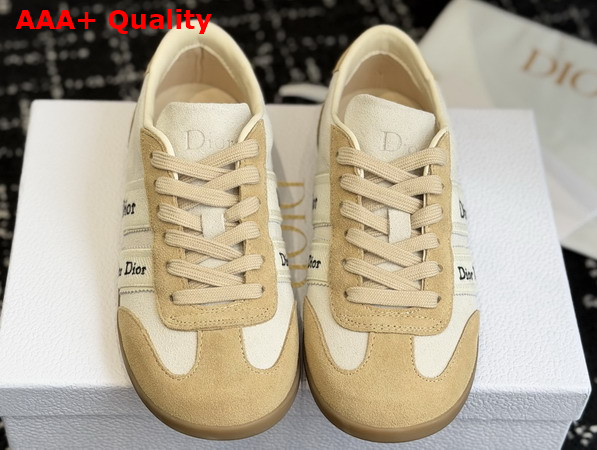 Dior Ribbon Sneaker in White and Beige Suede Calfskin Replica