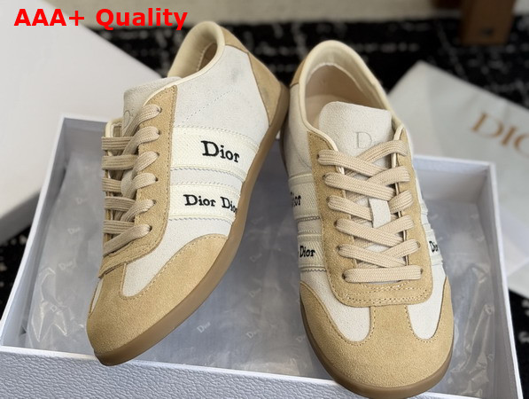 Dior Ribbon Sneaker in White and Beige Suede Calfskin Replica