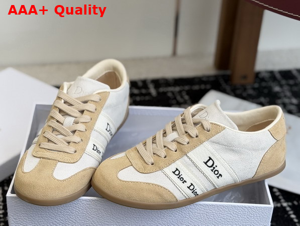 Dior Ribbon Sneaker in White and Beige Suede Calfskin Replica